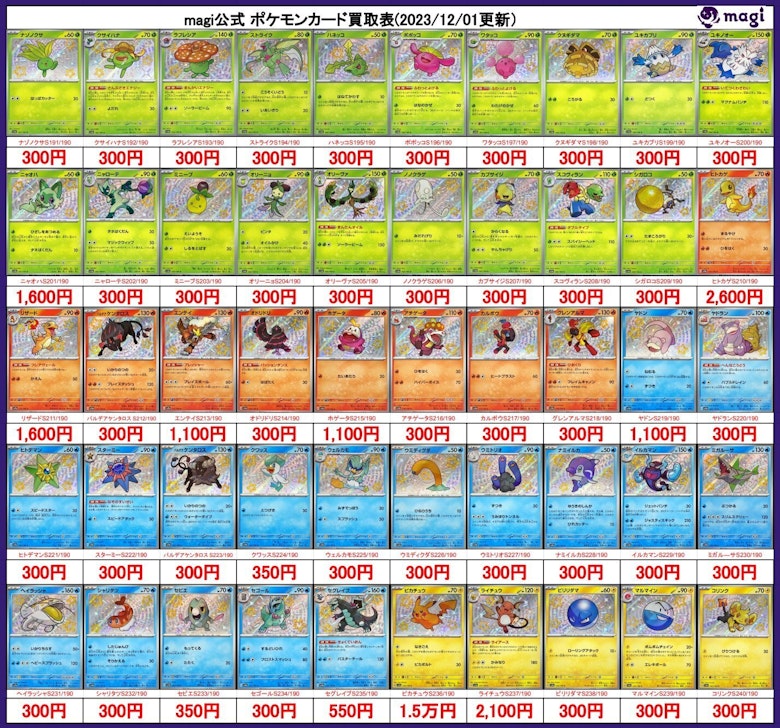 ポケモンカード『シャイニートレジャーex 』S/SSRの各社買取表 ポケモンカード『シャイニートレジャーex 』S/SSRの各社買取表
